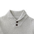 Men's Transferring Stitch Shawl Collar Button Pullover
